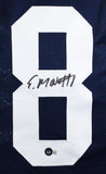 Elijah Moore Autographed Dark Blue College Style Jersey - Beckett W Hologram