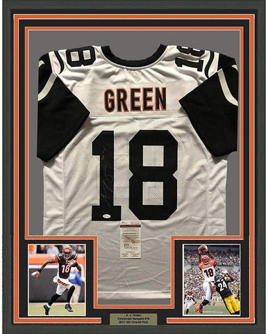 Framed Autographed/Signed AJ Green 33x42 Cincinnati Color Rush Jersey JSA COA