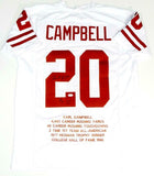 Earl Campbell Autographed White College Style Jersey STAT 4 w/ HT - JSA W Auth *