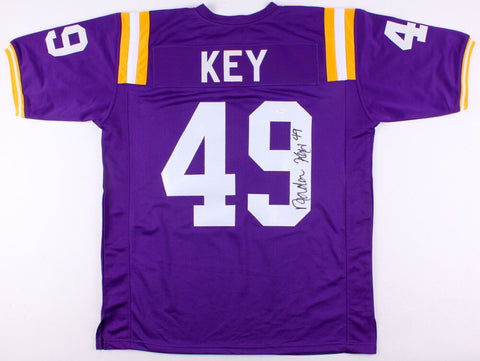 Arden Key Signed LSU Tigers Purple Jersey (JSA COA) First-team All-SEC (2016)