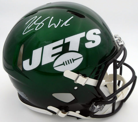 ZACH WILSON AUTOGRAPHED JETS GREEN FULL SIZE SPEED HELMET BECKETT QR 194727