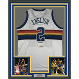 FRAMED Autographed/Signed ALEX ENGLISH 33x42 Denver White Jersey PSA/DNA COA