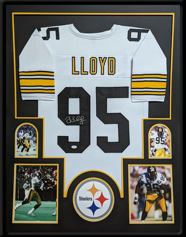 FRAMED PITTSBURGH STEELERS GREG LLOYD AUTOGRAPHED SIGNED JERSEY JSA COA