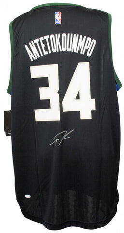 Giannis Antetokounmpo Signed Milwaukee Bucks Fanatics NBA Replica Jersey JSA COA