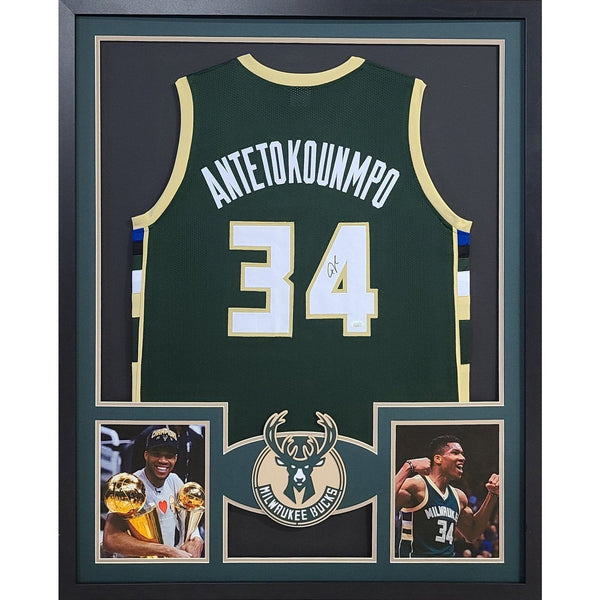 Giannis Antetokounmpo Autographed Signed Framed Milwaukee Bucks Jersey BECKETT