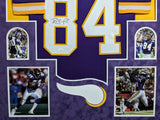 FRAMED IN SUEDE MINNESOTA VIKINGS RANDY MOSS AUTOGRAPHED SIGNED JERSEY JSA COA