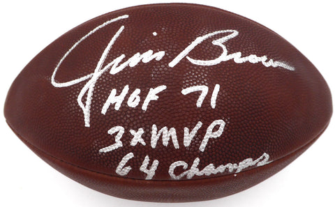 Jim Brown Autographed NFL Leather Football Browns W/Stats PSA/DNA