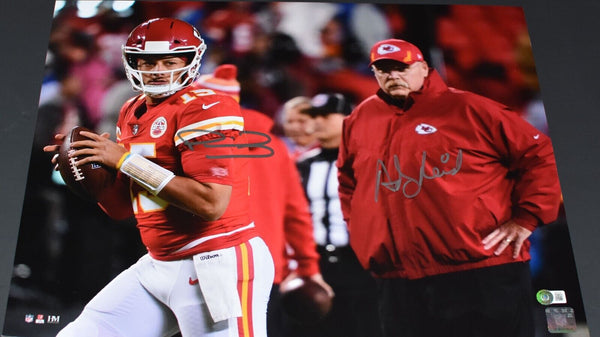 PATRICK MAHOMES & ANDY REID SIGNED KANSAS CITY CHIEFS 16x20 PHOTO BECKETT