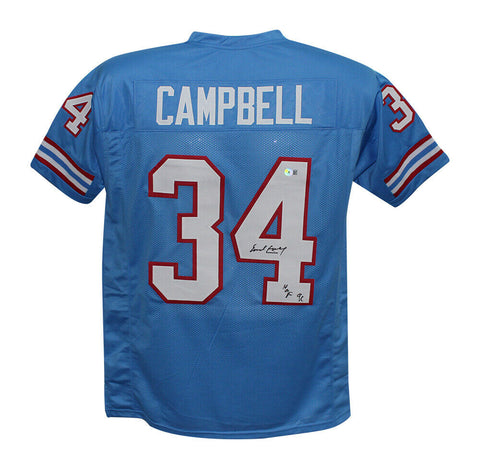 Earl Campbell Autographed/Signed Pro Style Blue XL Jersey HOF Beckett 35503