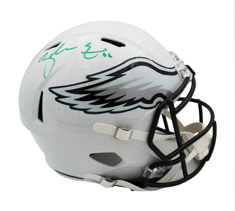 Zach Ertz Signed Philadelphia Eagles Speed Full Size Custom White Specks Helmet