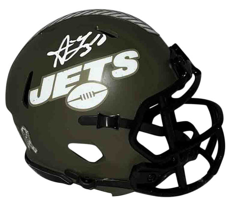 ALLEN LAZARD SIGNED NEW YORK JETS SALUTE TO SERVICE SPEED MINI HELMET BECKETT