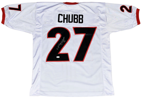 NICK CHUBB SIGNED AUTOGRAPHED GEORGIA BULLDOGS #27 WHITE JERSEY JSA