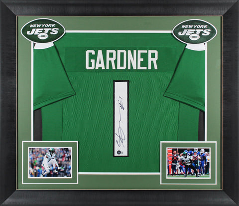 Ahmad Sauce Gardner Authentic Signed Green Pro Style Framed Jersey BAS Witnessed