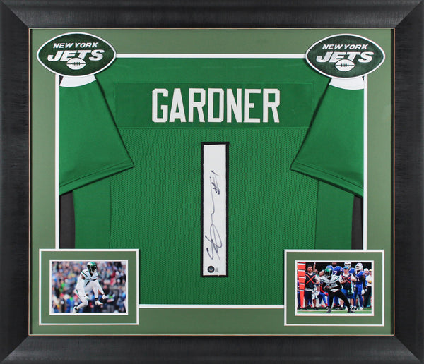 Ahmad Sauce Gardner Authentic Signed Green Pro Style Framed Jersey BAS Witnessed