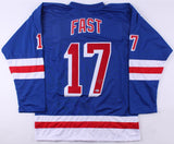 Jesper Fast Signed Rangers Jersey (Beckett COA) New York Right Winger