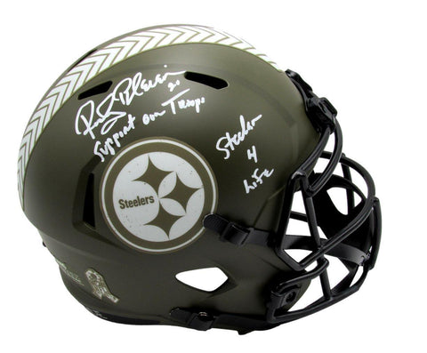 Rocky Bleier Signed Full Size Salute To Service Rep Helmet Steelers Beckett 6733