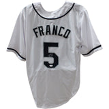 Wander Franco Autographed/Signed White Pro Style Jersey JSA 45963