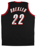 Clyde Drexler Authentic Signed Black Pro Style Jersey Autographed BAS Witnessed