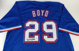 Dennis "Oil Can" Boyd Signed Texas Rangers Jersey (Beckett) Ex Red Sox Pitcher