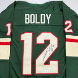 Autographed/Signed Matt Boldy Minnesota Green Hockey Jersey JSA COA