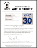 WARRIORS STEPHEN CURRY AUTOGRAPHED WHITE ADIDAS 2017 FINALS JERSEY XL BECKETT