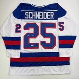 Autographed/Signed Buzz Schneider White USA Miracle On Ice 1980 Jersey BAS COA