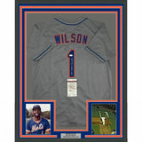 FRAMED Autographed/Signed MOOKIE WILSON 33x42 New York Grey Jersey JSA COA Auto