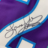 Autographed/Signed Larry Johnson Charlotte Purple Basketball Jersey JSA COA