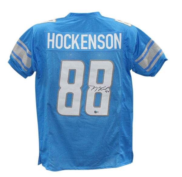 TJ Hockenson Autographed/Signed Pro Style Blue XL Jersey Beckett BAS –  Denver Autographs