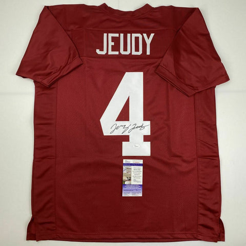 Autographed/Signed JERRY JEUDY Alabama Red College Football Jersey JSA COA Auto