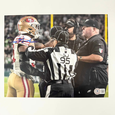 Autographed/Signed Dre Greenlaw vs Big Dom 49ers 8x10 Football Photo BAS COA