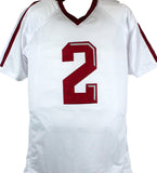 Johnny Manziel Autographed White College Style Jersey w/3 Insc.-Beckett W Holo