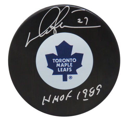 Darryl Sittler Signed Toronto Maple Leafs Logo Puck w/HOF 1989- SCHWARTZ COA