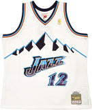 JAZZ JOHN STOCKTON AUTOGRAPHED WHITE M&N 1996-97 JERSEY XXL BECKETT 224353