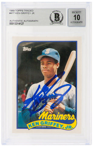 Ken Griffey Jr Signed 1989 Topps Traded Rookie Card #41T - (Beckett - Auto 10)