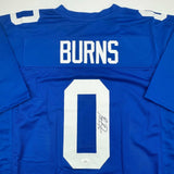 Autographed/Signed Brian Burns New York Blue Football Jersey JSA COA