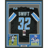 FRAMED Autographed/Signed D'ANDRE SWIFT 33x42 Black Football Jersey JSA COA