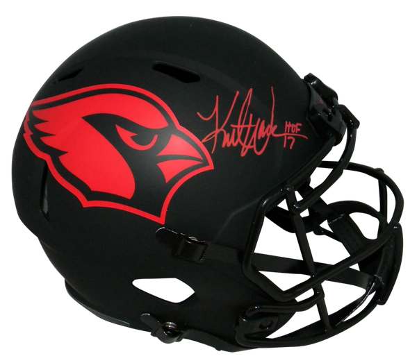 KURT WARNER SIGNED ARIZONA CARDINALS ECLIPSE FULL SIZE SPEED HELMET W/ HOF 17