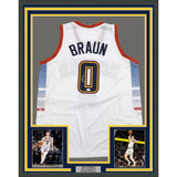 Framed Autographed/Signed Christian Braun 35x39 Denver White Jersey JSA COA