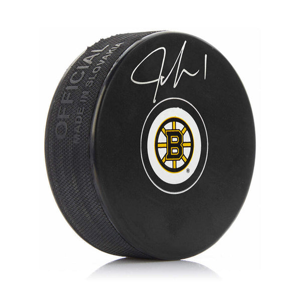 Jeremy Swayman Boston Bruins Autographed Signed Hockey Logo Puck JSA PSA