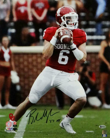 Baker Mayfield HT Signed Oklahoma Sooners 16x20 Hands on Ball PF Photo- Beckett