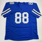 Autographed/Signed Drew Pearson Dallas Blue Stat Football Jersey JSA COA