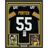 Framed Autographed/Signed Joey Porter Sr 35x39 Pittsburgh Black Jersey JSA COA 2