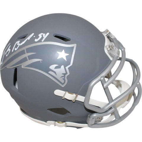 Tedy Bruschi Autographed New England Patriots Slate Mini Helmet Beckett 46972