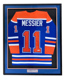 Mark Messier Edmonton Signed Framed Blue Hockey Jersey JSA