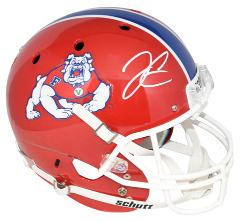 DEREK CARR AUTOGRAPHED FRESNO STATE BULLDOGS RED FULL SIZE HELMET BECKETT