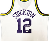 JAZZ JOHN STOCKTON AUTOGRAPHED WHITE M&N 1991-92 JERSEY XXL BECKETT 224337