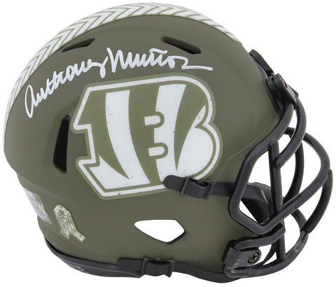 Anthony Munoz Signed Bengals SALUTE Riddell Speed Mini Helmet - (SCHWARTZ COA)