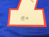 BUFFALO BILLS BRUCE SMITH AUTOGRAPHED BLUE JERSEY BECKETT BAS WITNESS 230186