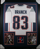 DEION BRANCH (Patriots white TOWER) Signed Autographed Framed Jersey JSA